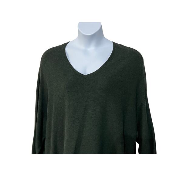 PURE J. JILL WOMENS XLARGE V-NECK DOMAN TUNIC SILK WOOL BLEND SWEATER GREEN - Picture 4 of 11